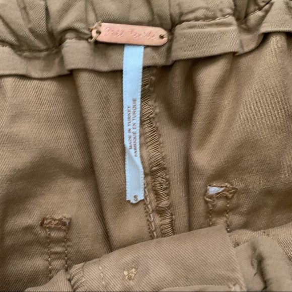 Free People Tan/Brown Crop Elastic Waist Front Buttons Cotton Joggers Si… - Picture 7 of 9